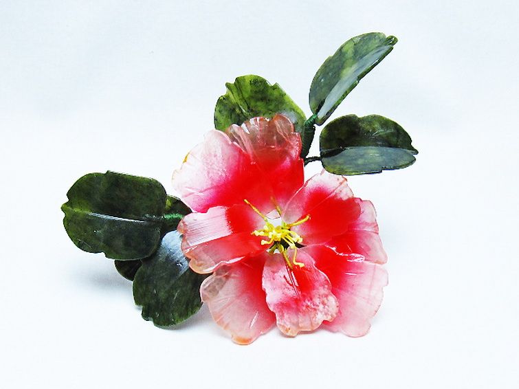 アゲートツツジ鉢植え置物[T726-1598] 1枚目