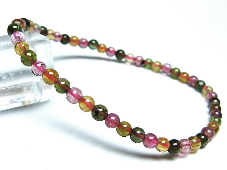 ミックスカラートルマリンブレスレット 4mm [t75-7375] 1枚目