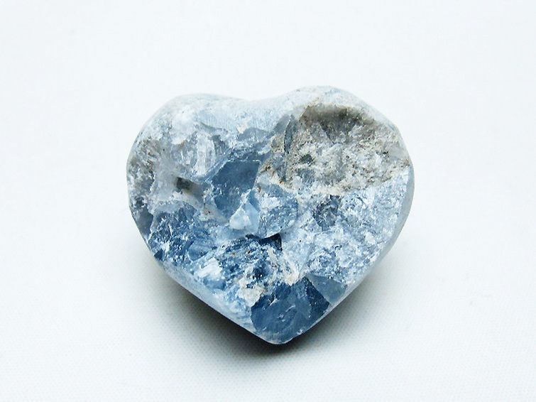 セレスタイト 天青石 ハートシェイプ 原石[T756-6085] 1枚目