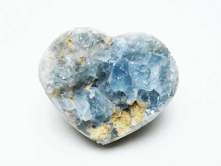 セレスタイト 天青石 ハートシェイプ 原石[T756-6125] 1枚目