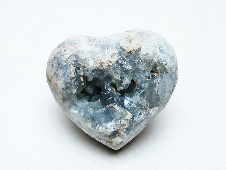 セレスタイト 天青石 ハートシェイプ 原石[T756-6152] 1枚目