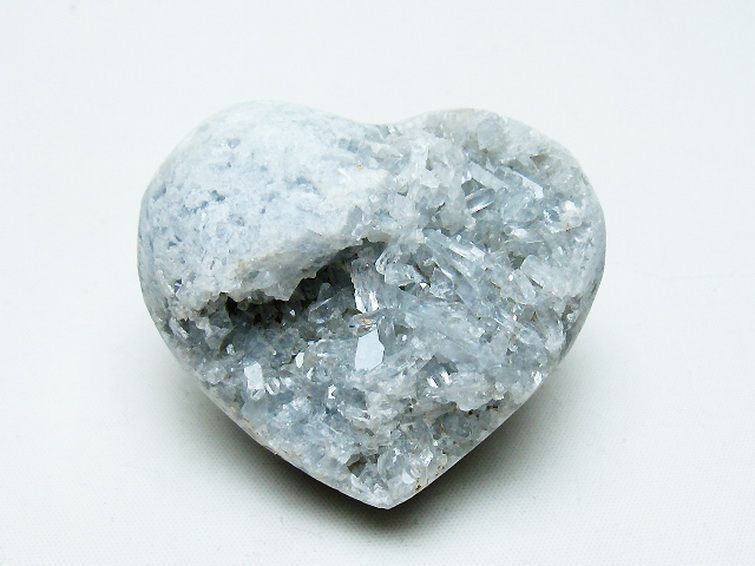 セレスタイト 天青石 ハートシェイプ 原石[T756-6210] 1枚目