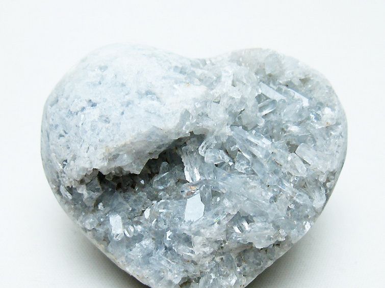 セレスタイト 天青石 ハートシェイプ 原石[T756-6210] 2枚目