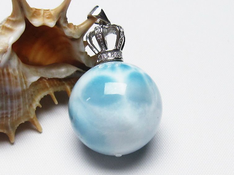 ラリマー 丸玉 ペンダント 23mm [T8-7900] 1枚目