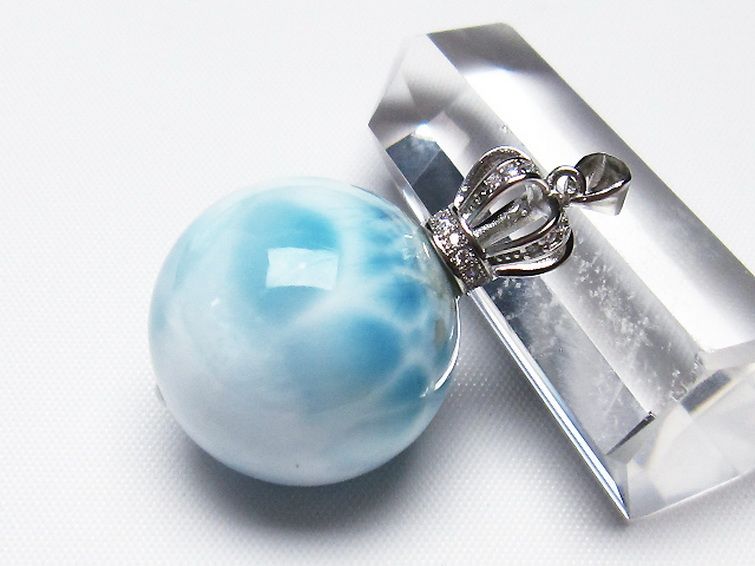 ラリマー 丸玉 ペンダント 23mm [T8-7900] 2枚目