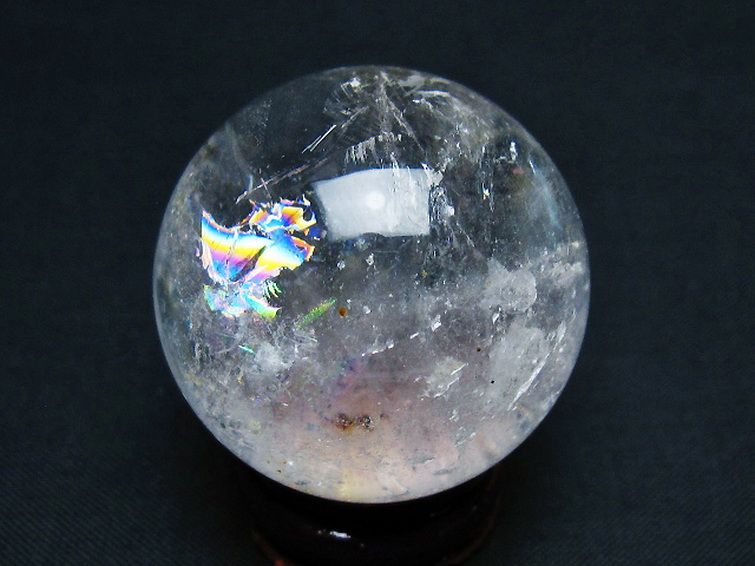 虹入りヒマラヤ水晶丸玉 36mm [T91-8997] 3枚目