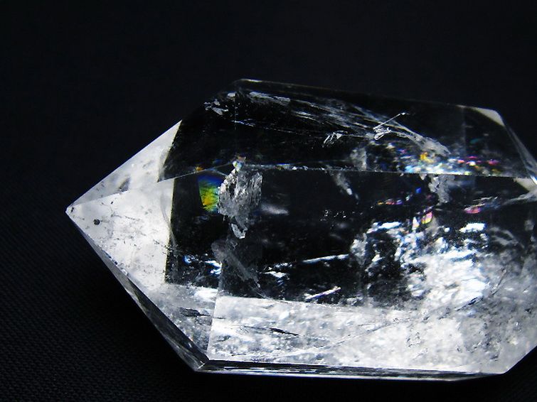 虹入りヒマラヤ水晶ダブルポイント [t98-2613] 1枚目