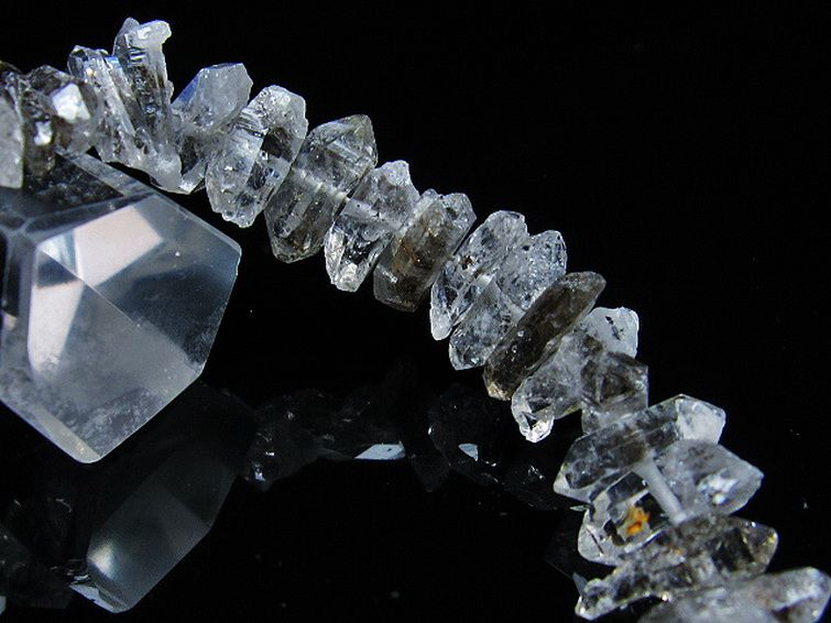 スティブナイト（輝安鉱）入り  ハーキマーダイヤモンド水晶ブレスレット[T99-5664] 2枚目