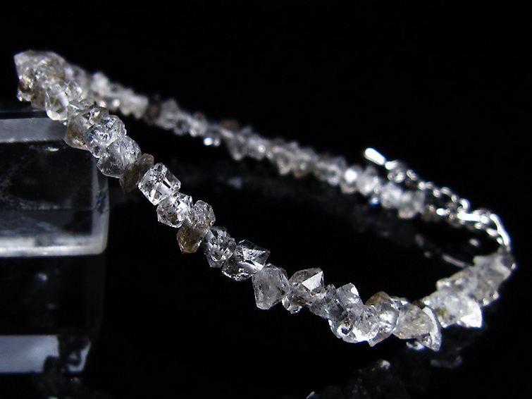 スティブナイト（輝安鉱）入り | ハーキマーダイヤモンド水晶ブレスレット[T99-5824] 1枚目