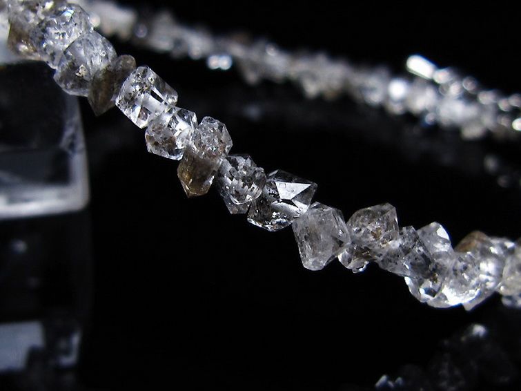 スティブナイト（輝安鉱）入り | ハーキマーダイヤモンド水晶ブレスレット[T99-5824] 3枚目