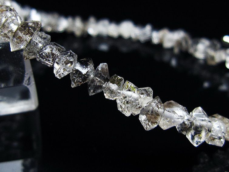 スティブナイト（輝安鉱）入り | ハーキマーダイヤモンド水晶ブレスレット[T99-5831] 3枚目