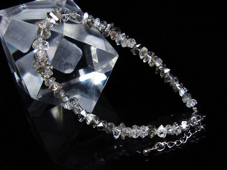 スティブナイト（輝安鉱）入り | ハーキマーダイヤモンド水晶ブレスレット[T99-5842] 2枚目