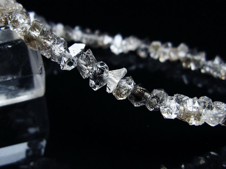 スティブナイト（輝安鉱）入り | ハーキマーダイヤモンド水晶ブレスレット[T99-5842] 3枚目