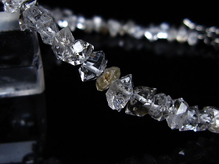 スティブナイト（輝安鉱）入り | ハーキマーダイヤモンド水晶ブレスレット[T99-5849] 3枚目