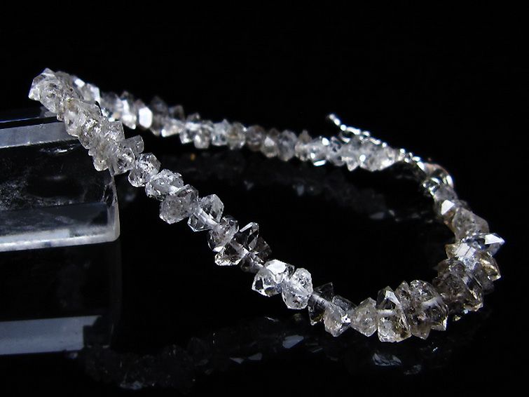 スティブナイト（輝安鉱）入り | ハーキマーダイヤモンド水晶ブレスレット[T99-5857] 1枚目
