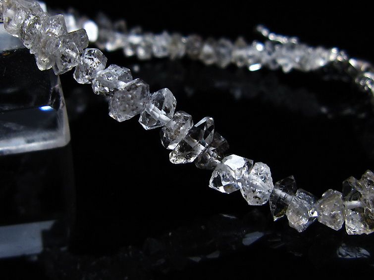 スティブナイト（輝安鉱）入り | ハーキマーダイヤモンド水晶ブレスレット[T99-5857] 3枚目