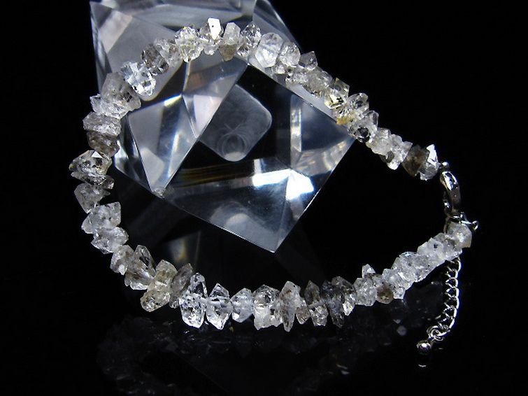 スティブナイト（輝安鉱）入り | ハーキマーダイヤモンド水晶ブレスレット[T99-5873] 2枚目