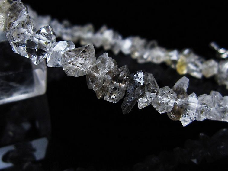 スティブナイト（輝安鉱）入り | ハーキマーダイヤモンド水晶ブレスレット[T99-5873] 3枚目