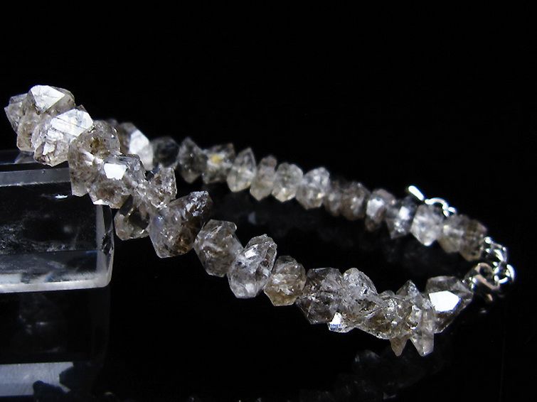 スティブナイト（輝安鉱）入り | ハーキマーダイヤモンド水晶ブレスレット[T99-5880] 1枚目