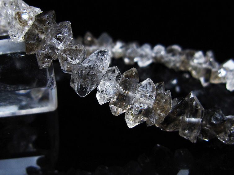 スティブナイト（輝安鉱）入り | ハーキマーダイヤモンド水晶ブレスレット[T99-5895] 3枚目